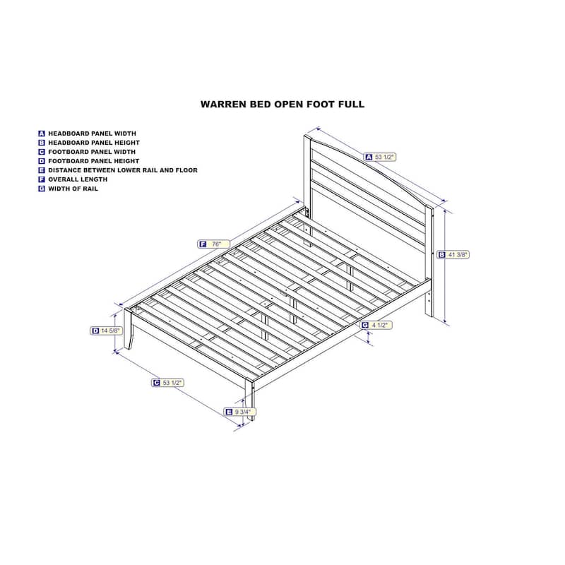 Full Size Bed Frame with Headboard - Nordic Style Platform Bed, Walnut Finish, Slat Support, Easy Assembly