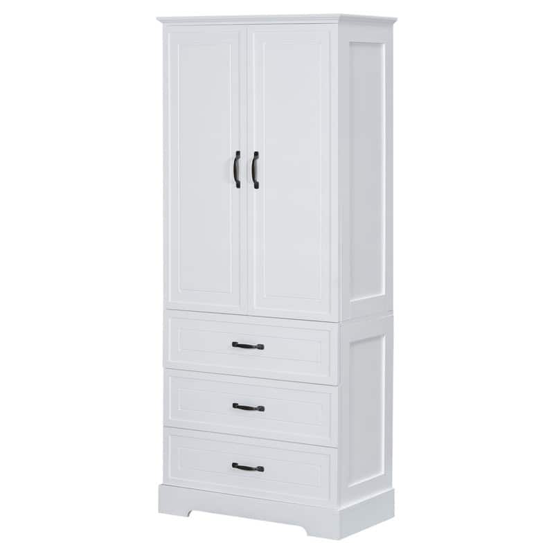 Tall Bathroom Storage Cabinet with 2 Doors and 2 Storage Drawers, Freestanding Bathroom Floor Cabinet with Adjustable Shelf