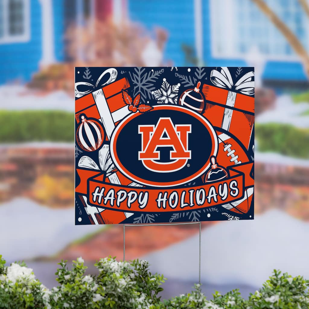 Auburn University Yard Sign, Happy Holidays - 24" x 18"