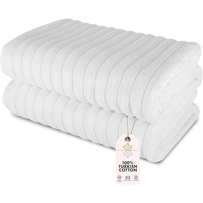 Brampton 2 Piece Luxury Turkish Cotton Jumbo Bath Sheets - White