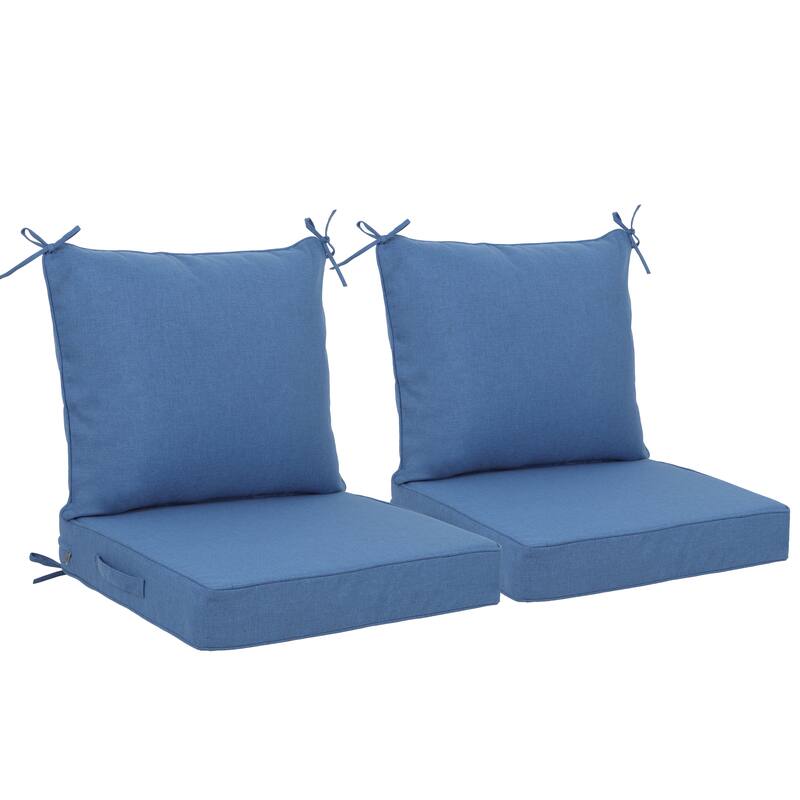 24x24 Inch Outdoor Deep Seat Cushion Set-Waterproof Fade-Resistant Patio With Removable Covers,Adjustable Straps & Handles - Blue