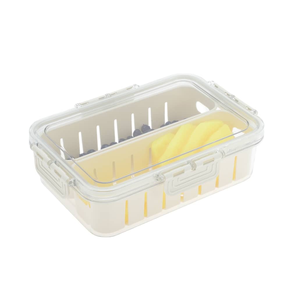 Sealed Drain Food Storage Containers 2 Compartment White Transparent 1 Set - White Transparent