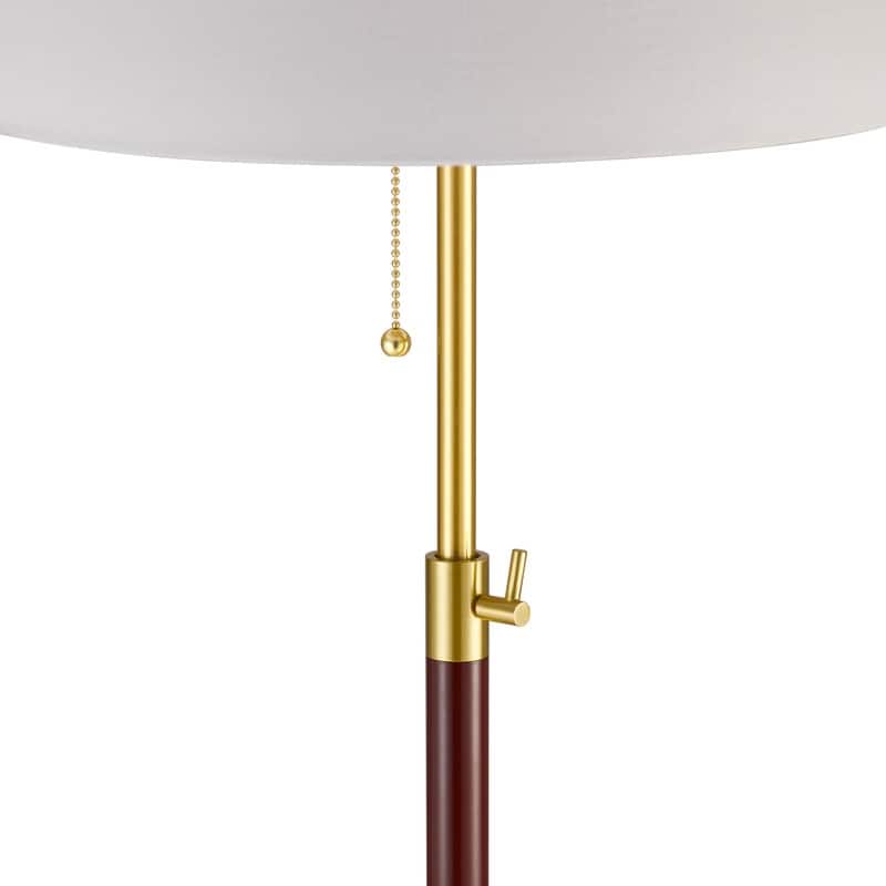 KAWOTI 64.5" Red Wood & Antique Brass Adjustable Floor Lamp