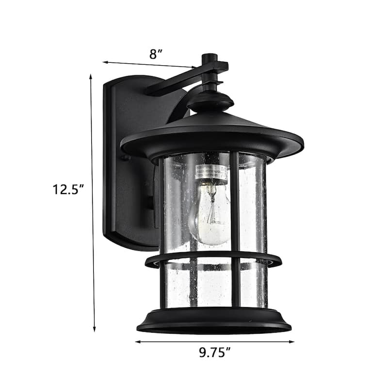 Outdoor Wall Lantern Sconce Porch Light With Clear Seedy Glass