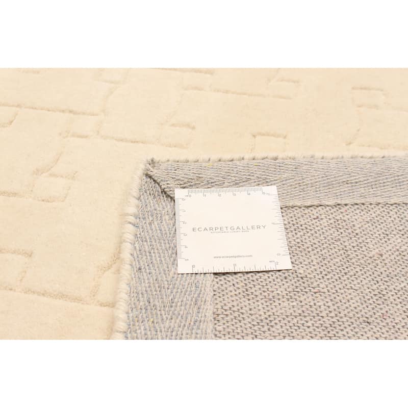 ECARPETGALLERY Hand Tufted Timeless Cream Wool Rug - 5'0 x 7'11