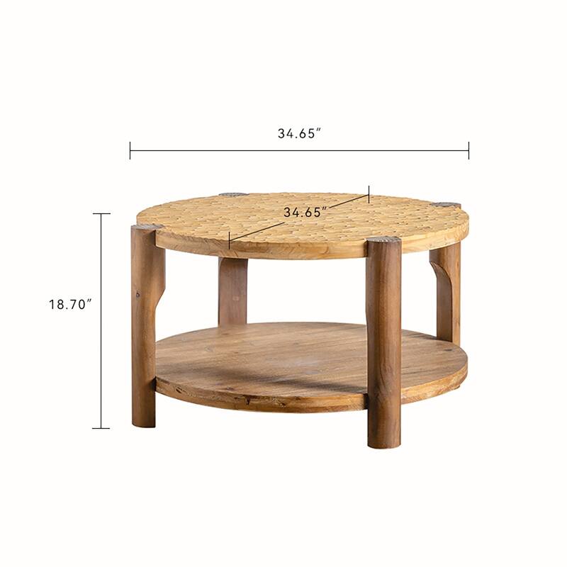 Round Wooden 2-Tier Coffee Table