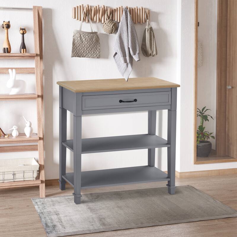 HOMCOM Modern Style Sofa Console Entry Hallway Table with Drawer and Shelves
