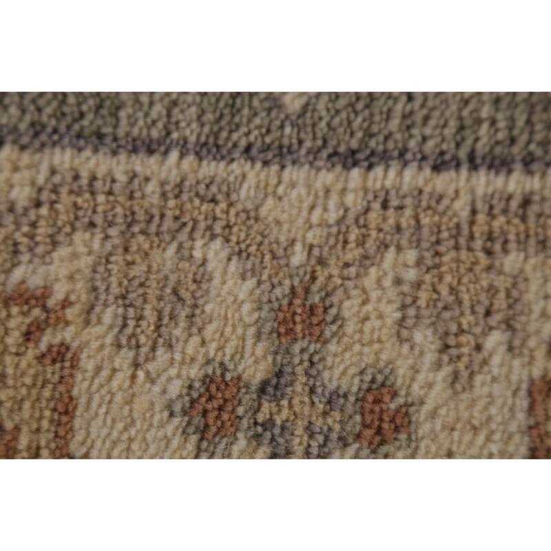 All-Over Oushak Indian Runner Rug Hand-Knotted Wool Carpet - 2'7"x 10'0"