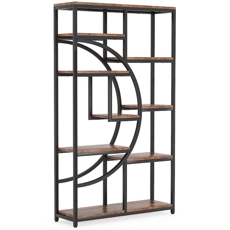 Bookshelf Industrial 5 Tier Etagere Bookcase, Freestanding Tall Bookshelves - 1 Pack