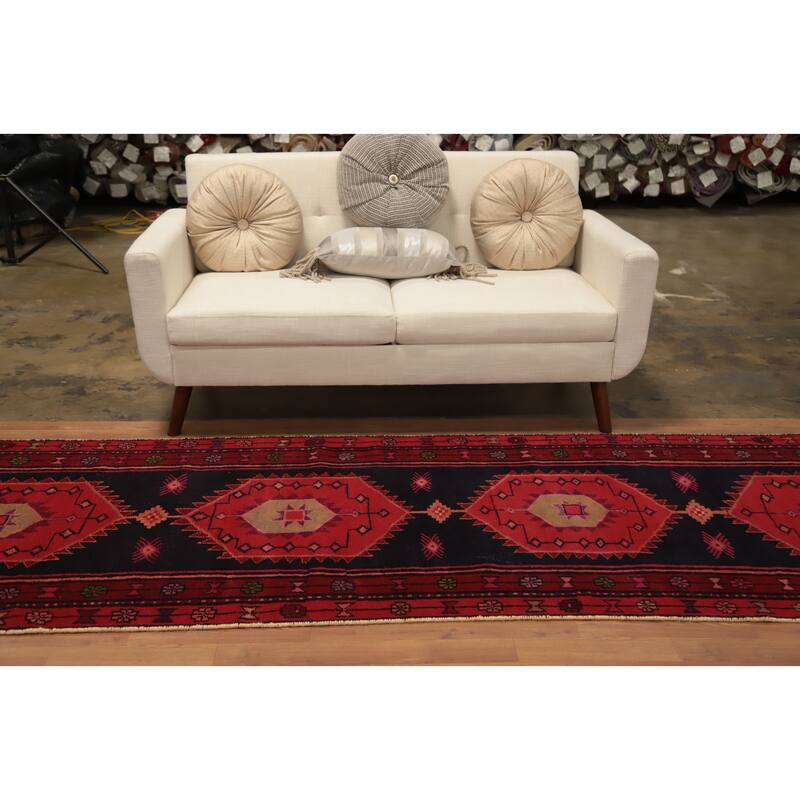 Hand Knotted Oriental 100% Wool Carpet Traditional Tribal Red Ardebil Runner Rug - 11' 3'' X 3' 5''