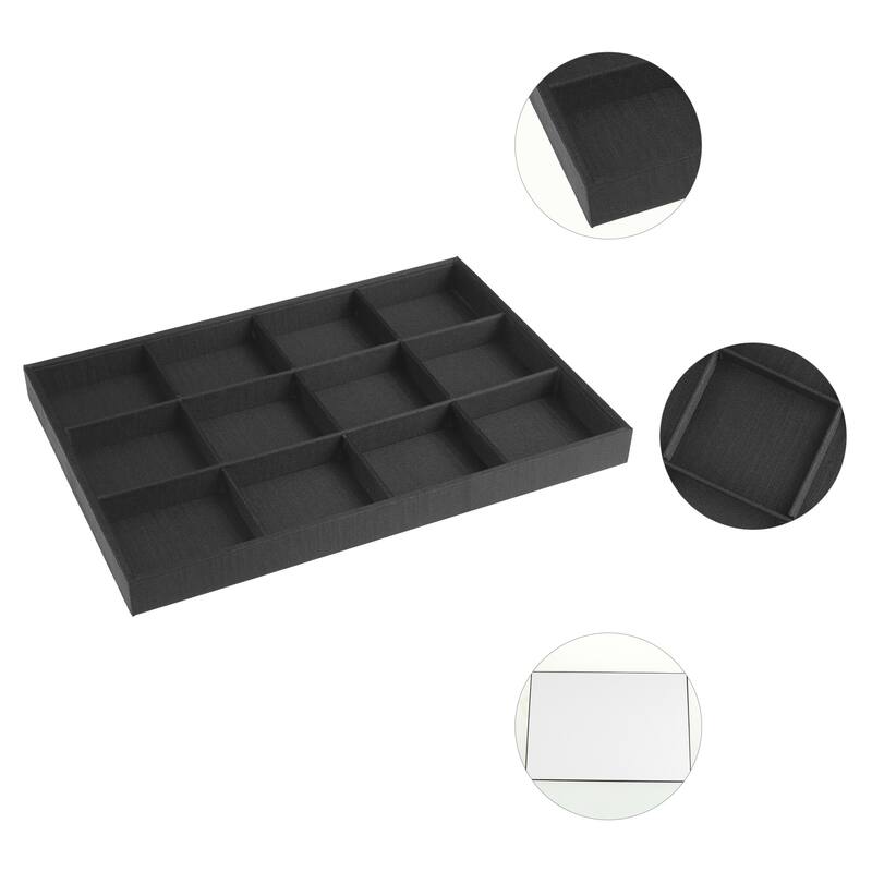 Fabric Jewelry Organizer Trays with Removable Dividers for Drawers, Jewelry Organizer Drawer Inserts Container Case Storage - 12 Grid Tray
