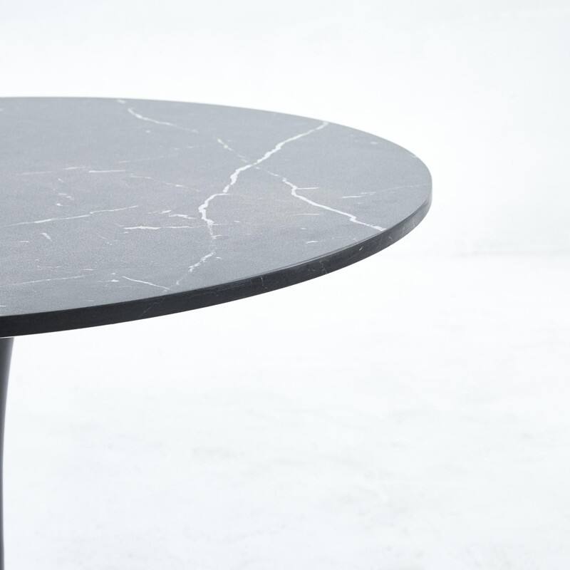 31.5" Tulip Dining Table With Round Marble Pattern Table Top for 2-4 People