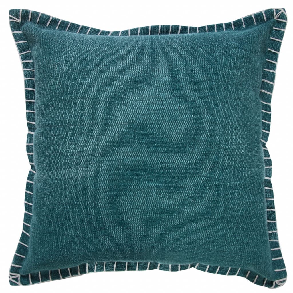 HomeRoots 20" X 20" Emerald Green 100% Cotton Zippered Pillow