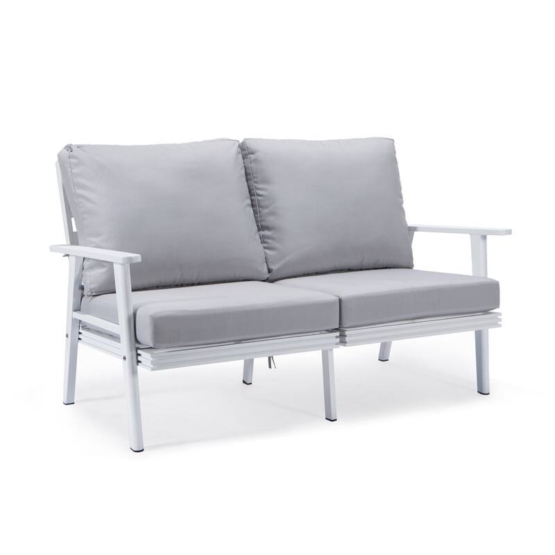 Walbrooke Polyester Upholstered Aluminum Frame Outdoor Loveseat with Powder-Coated Finish and Removable Cushion Covers - 56.69 - Lgiht Grey