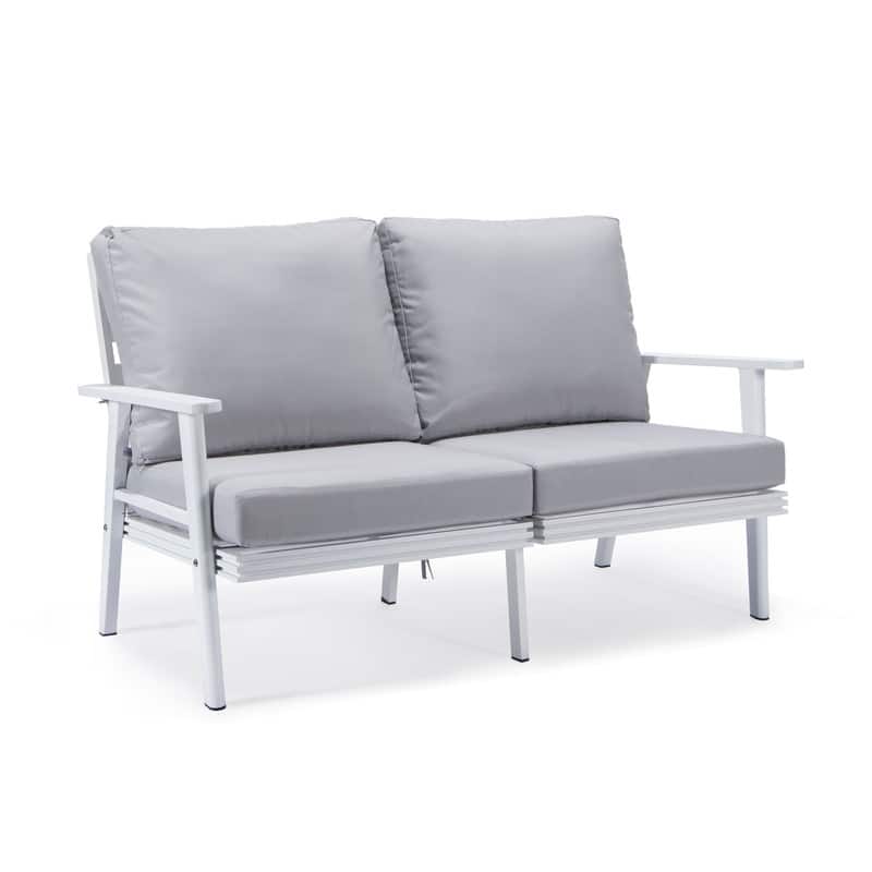 Walbrooke Polyester Upholstered Aluminum Frame Outdoor Loveseat with Powder-Coated Finish and Removable Cushion Covers - 56.69