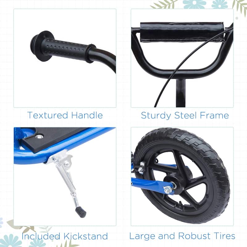 12” Lightweight Adjustable Kids Scooter with Rear Brake and Wheels Safe Riding for Children - 31.7" L x 13.7" W