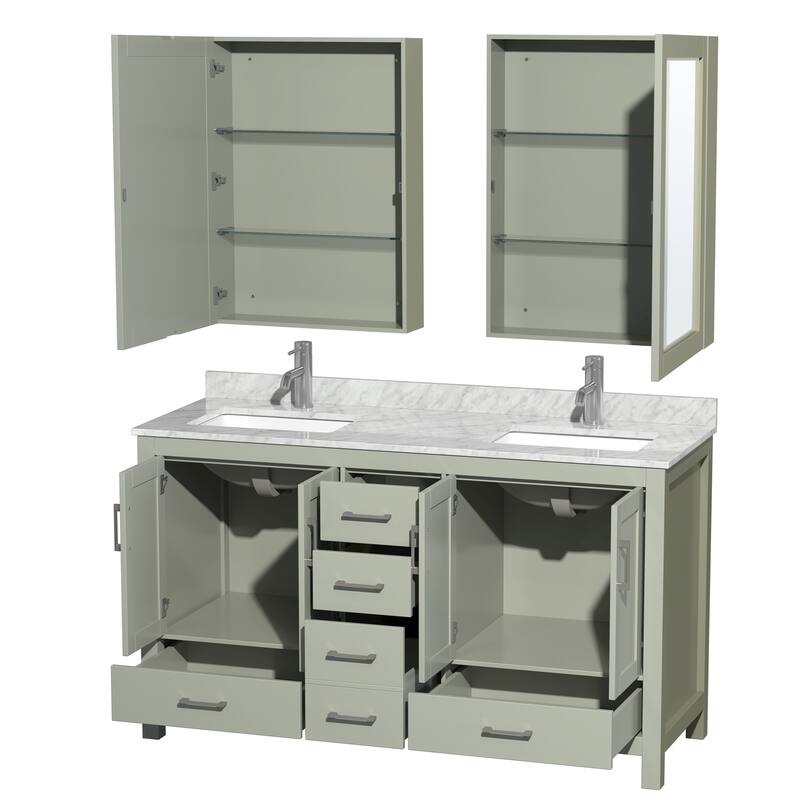 Wyndham Collection Sheffield Double Vanity Set, Medicine Cabinets