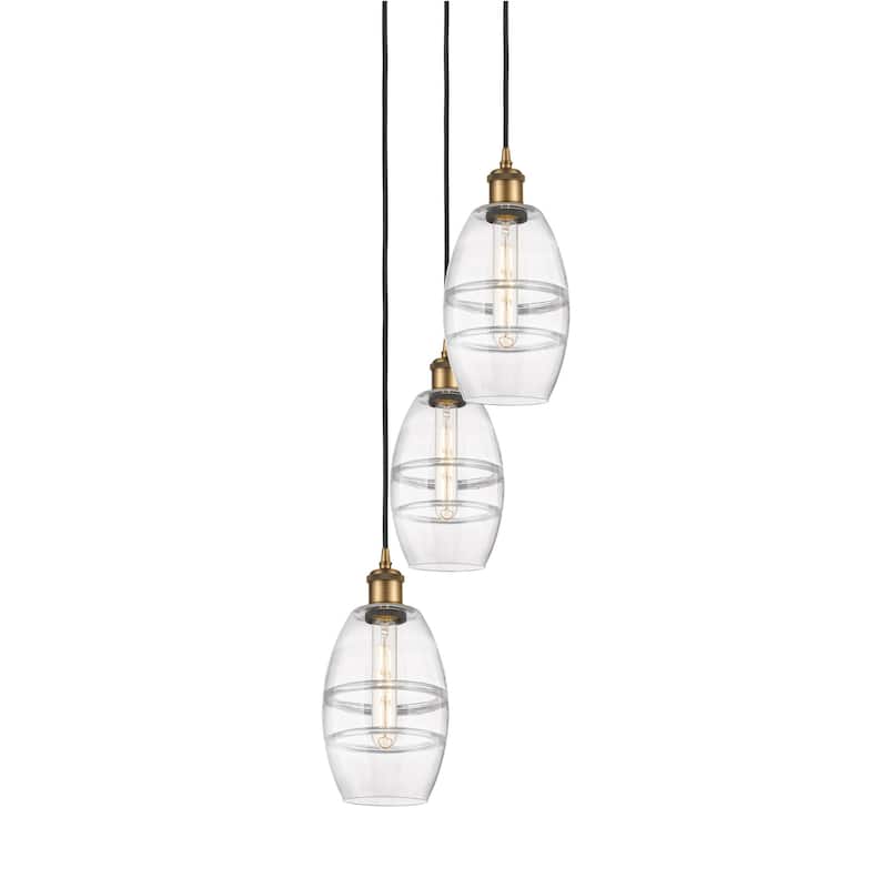 Innovations Lighting 113B-3P-25-12 Vaz Pendant Vaz 3 Light 12" Wide - Brushed Brass / Clear