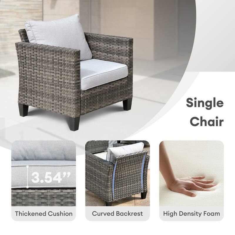 XIZZI 2-piece Patio Rattan Wicker Chair Set with Cushions