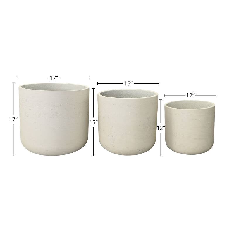 Indigo Lightweight Concrete Pot Planter, Grey (Set of 3)