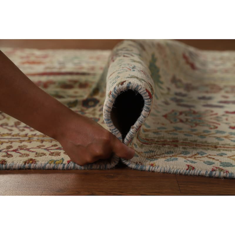 Hand Knotted Oriental 100% Wool Carpet Traditional All-Over Beige & Ivories Ziegler Area Rug - 7' 7'' X 5' 7''
