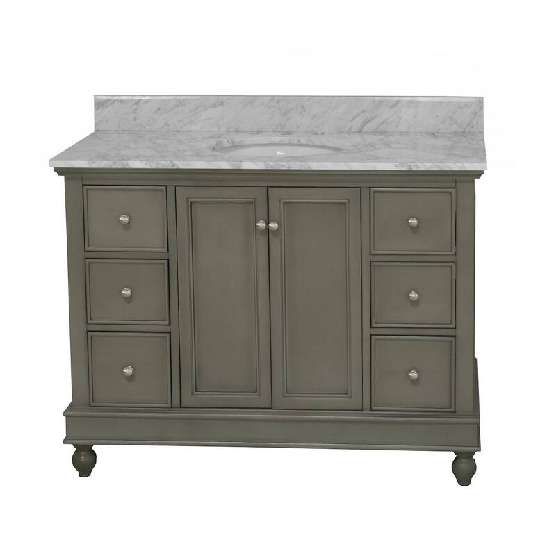 KitchenBathCollection Bella 48" Bathroom Vanity with Carrara Marble Top