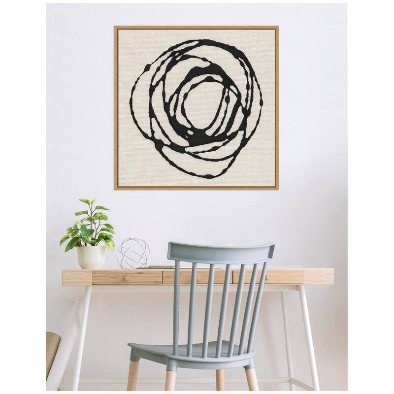 Kate and Laurel Sylvie Flowing Circle Abstract Framed Canvas by The Creative Bunch Studio