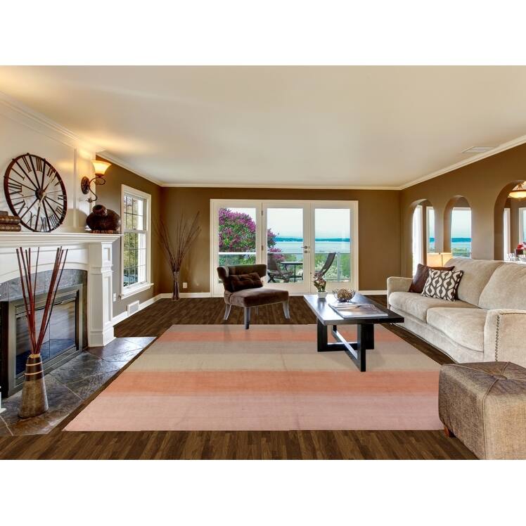 Nomadic Striped Kilim Oriental Area Rug Flatweave Wool Carpet - 9'0"x 11'8"