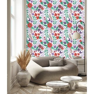 Red Flowers Wallpaper Peel and Stick and Prepasted - Bed Bath & Beyond ...