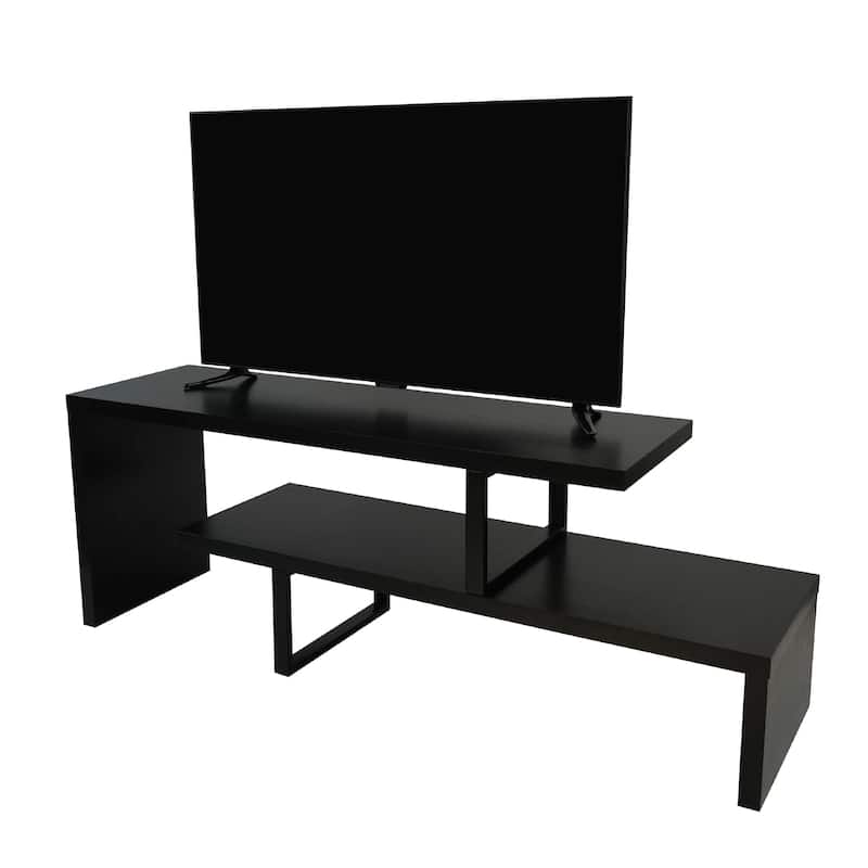 Orford Minimalist Modern MDF Wooden Shelves TV Console Entertainment Stand with Iron Legs Low Maintenance