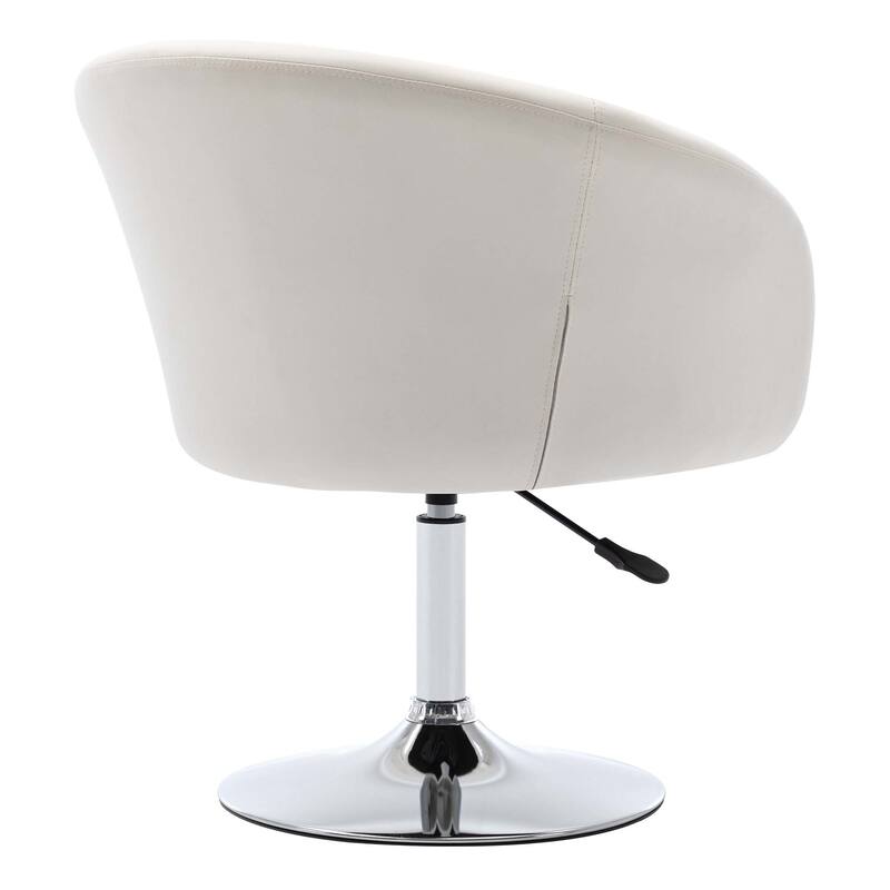 Modern Adjustable Round Swivel Jumbo Size Faux Leather Accent Chair