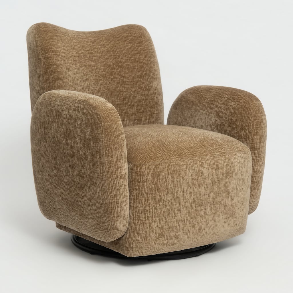 Camel Brown Swivel Chair Accent Chair Sofa Chair with Armrests, Leisure Chair Padded Chair Club Chair for Living Room