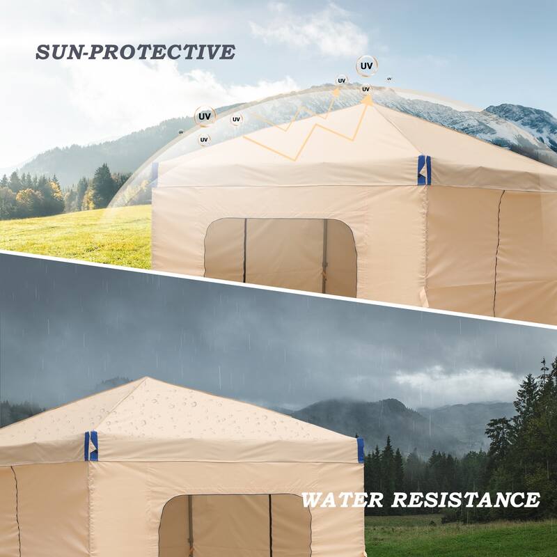 Aoodor 10x10 FT Pop-Up Canopy Tent with Roller Bag and Curtain