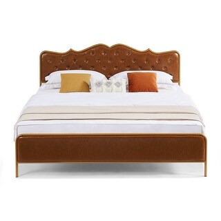 King Metal Bed Frame Solid Wood Ribs Slat Support - Brown - Bed Bath ...