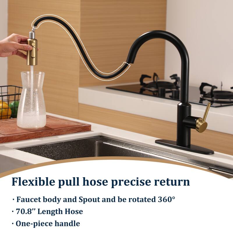 3-Function Single Handle Pull Down Sprayer Kitchen Faucet