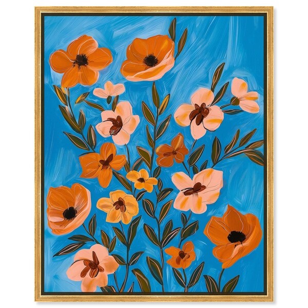 Orange Petals in Blue Breeze Canvas Colorblock Flowers by Art