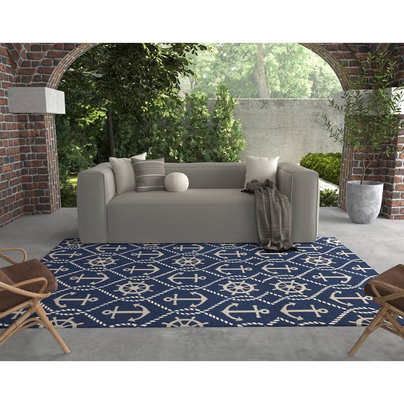 Domani Trails Nautical Trellis Indoor / Outdoor Rug