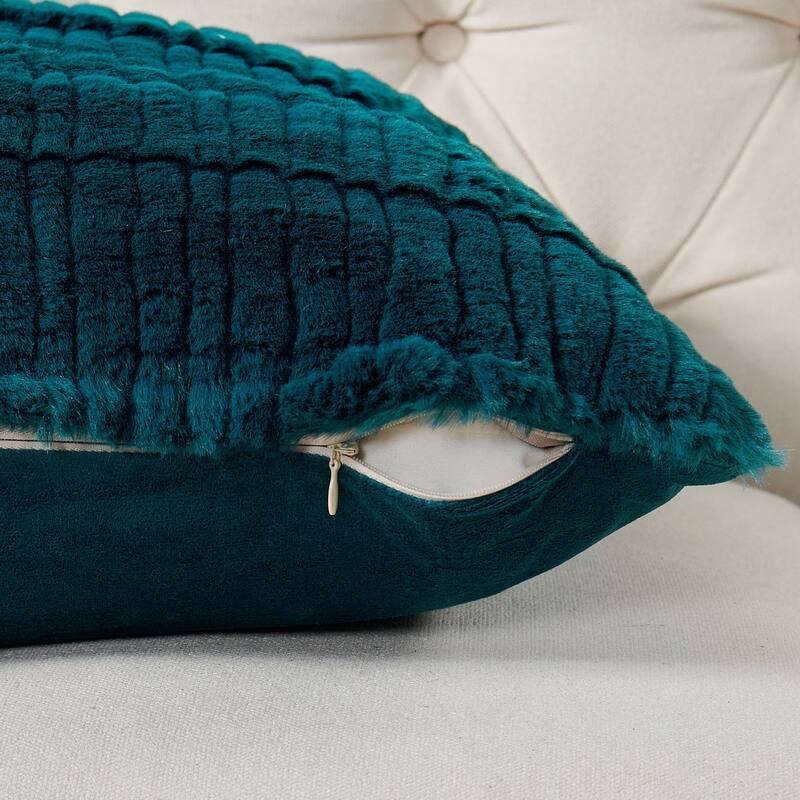 1 Pc Sculpted Stripe FauxFur Pillow Shell Decorative Cushion Cover