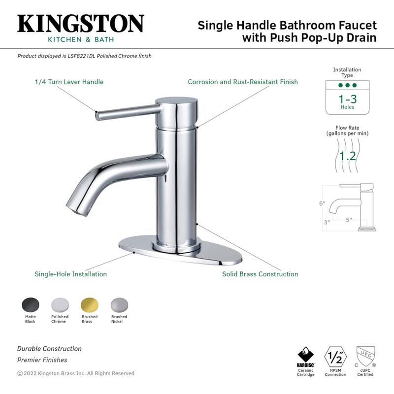 Concord Single-Handle Bathroom Faucet with Push Pop-Up