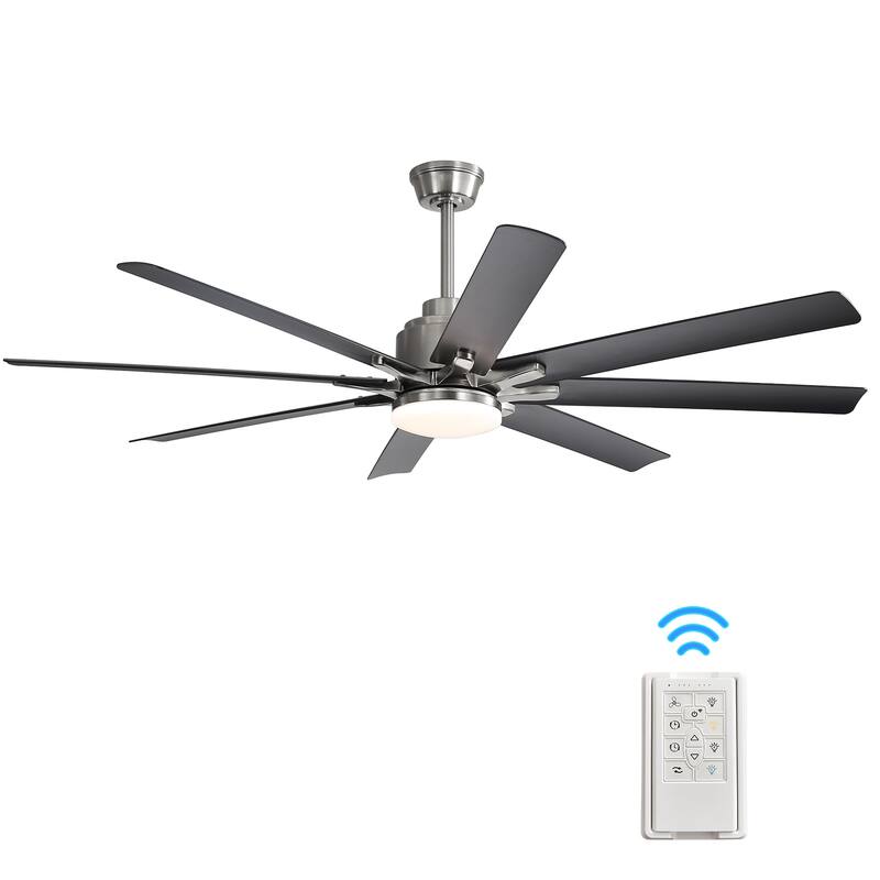 52 Inch/66 Inch/72 Inch Modern Ceiling Fan with Dimmable LED Light ,Remote&APP Control,8 Blades for Large Living Room,Porch