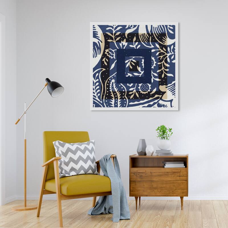Wynwood Studio Canvas Symbols and Objects Floralia poster Blue and Wall Art Canvas Print - 30 x 30