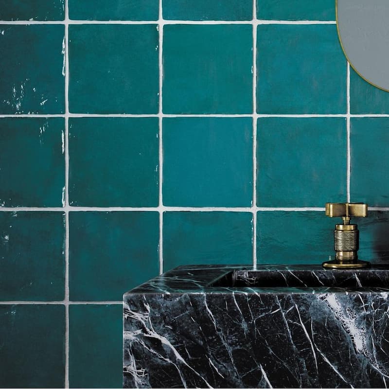Apollo tile 5" x 5" Chateau Glossy Ocean Green Ceramic Tile (10.76 sq ft/case) - 57 Pack