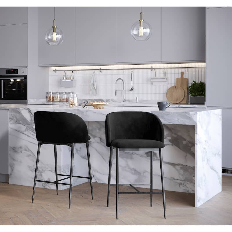 Silver Orchid Harding Velvet Counter Stool (Set of 2)