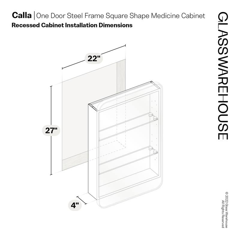 Glass Warehouse SC1-SQ-22X32 Calla 22" x 32" Framed Single Door