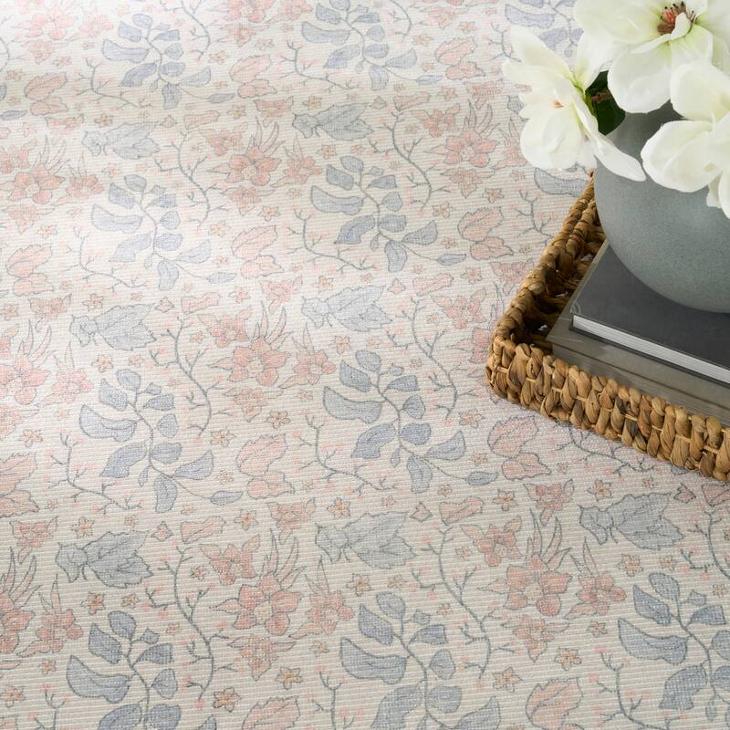 Nourison Botanical Washables Indoor only Textured Floral Area Rug