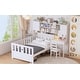 preview thumbnail 52 of 52, 3 Color Multifunctional Wood Platform Bed with Bookshelf and Built-in Desk and Matching Chair