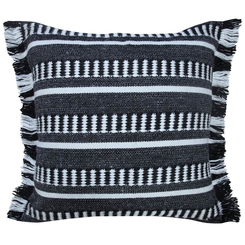 HomeRoots 20" X 20" Black Zippered Geometric Indoor Outdoor Throw Pillow - 22
