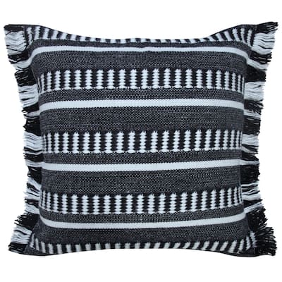 HomeRoots 20" X 20" Black Zippered Geometric Indoor Outdoor Throw Pillow - 22