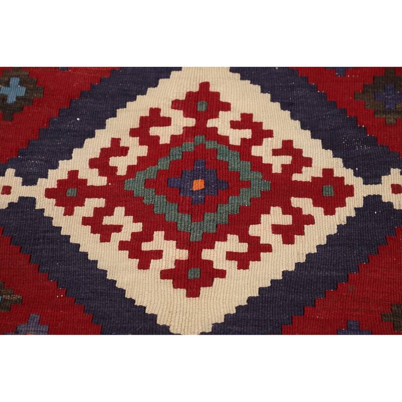 Kilim Qashqai Persian Vintage Rug Flatweave Wool Carpet - 4'10"x 11'3"