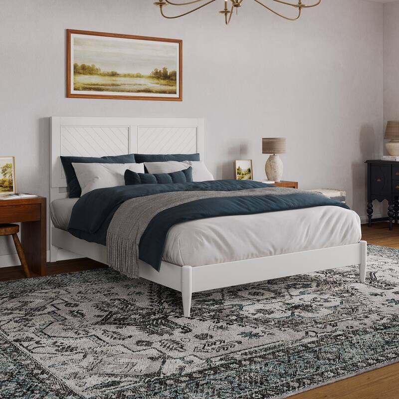Berkshire Solid Wood Low Profile Platform Bed - White - Queen